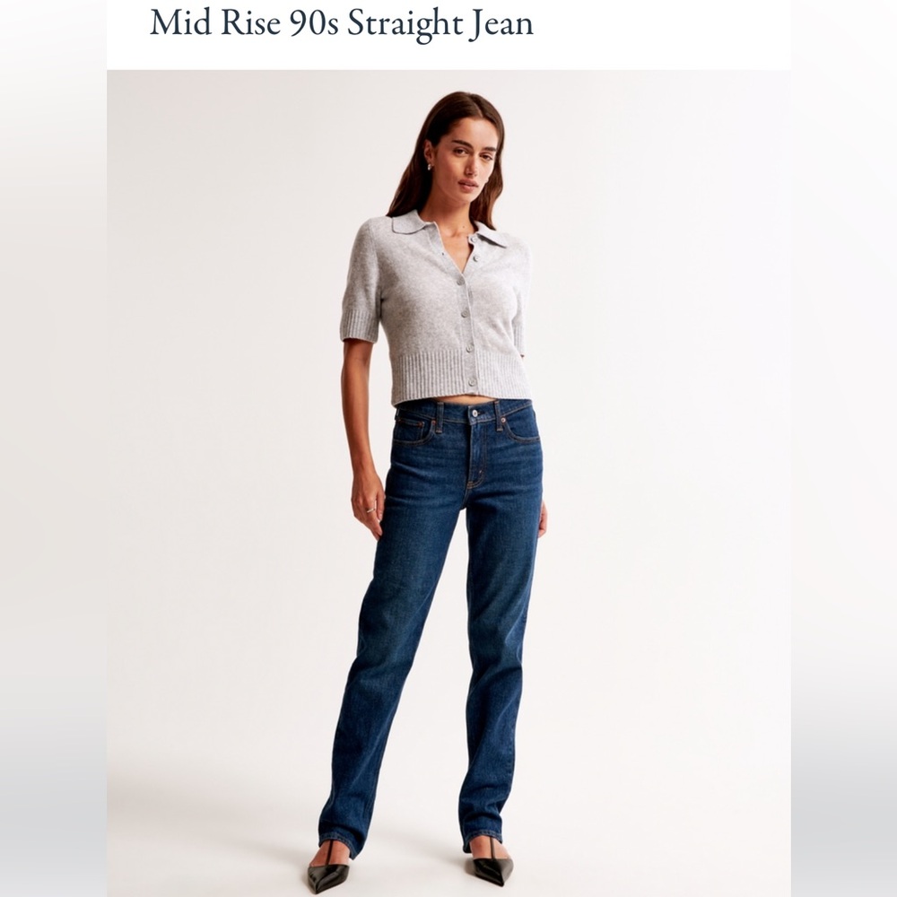 Abercrombie 90s Straight Jeans | Mid Rise | Dark Wash | Size 26 Short | NWT